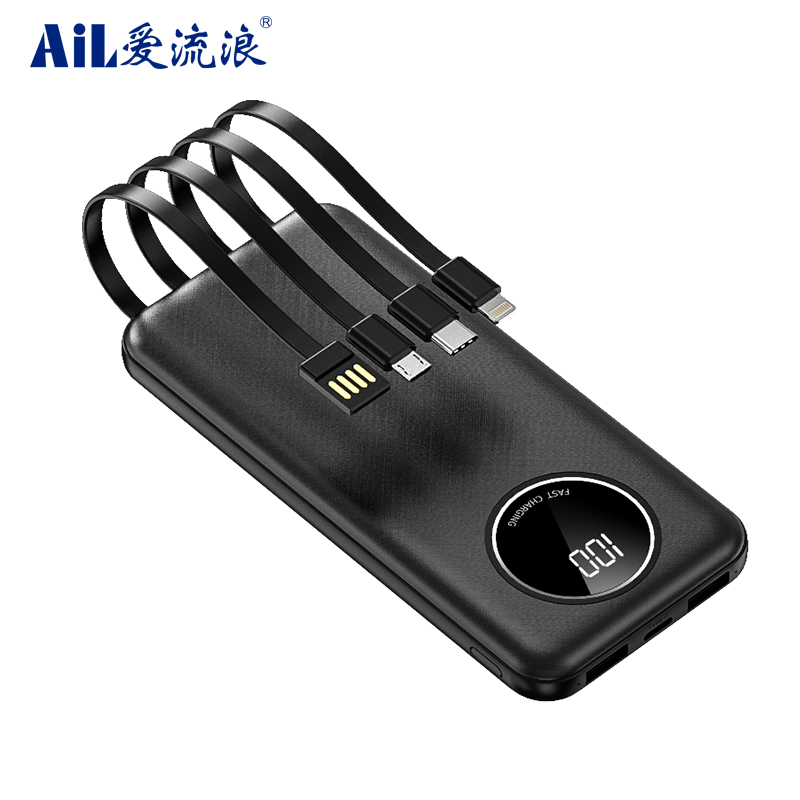 AI1030 Built-in Charging Cable Power Banks Mobile Solar Power Banks 20000mah Mini Portable Power Ban