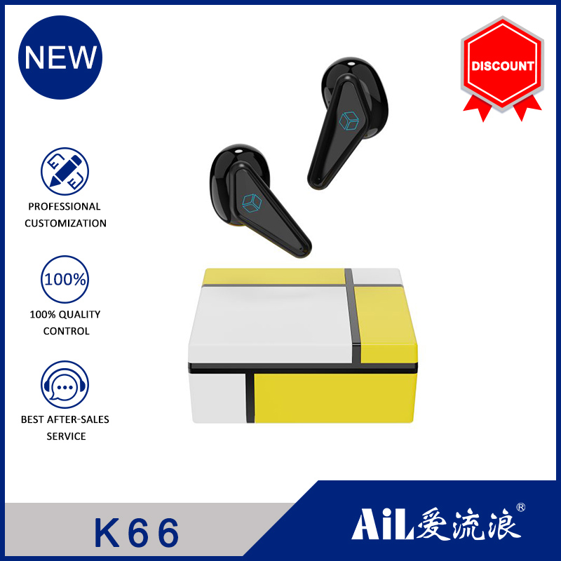 New K66 Earphone Magic Cube Low Latency Gaming Earbuds Wireless Earphone Noise Reduction with Charge
