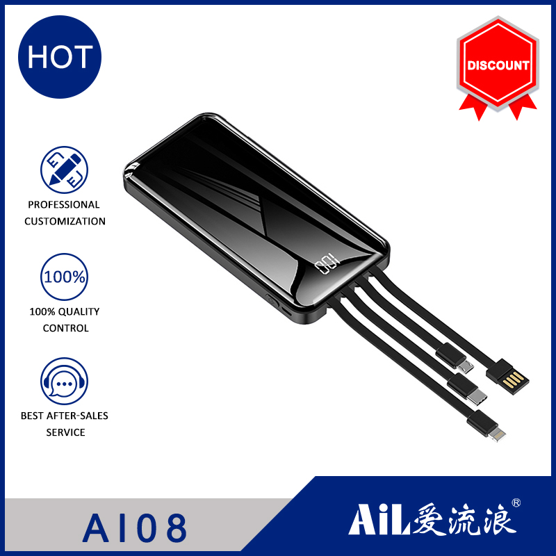 AI08 Multi Cables Output 10000mAh Mobile Power Bank