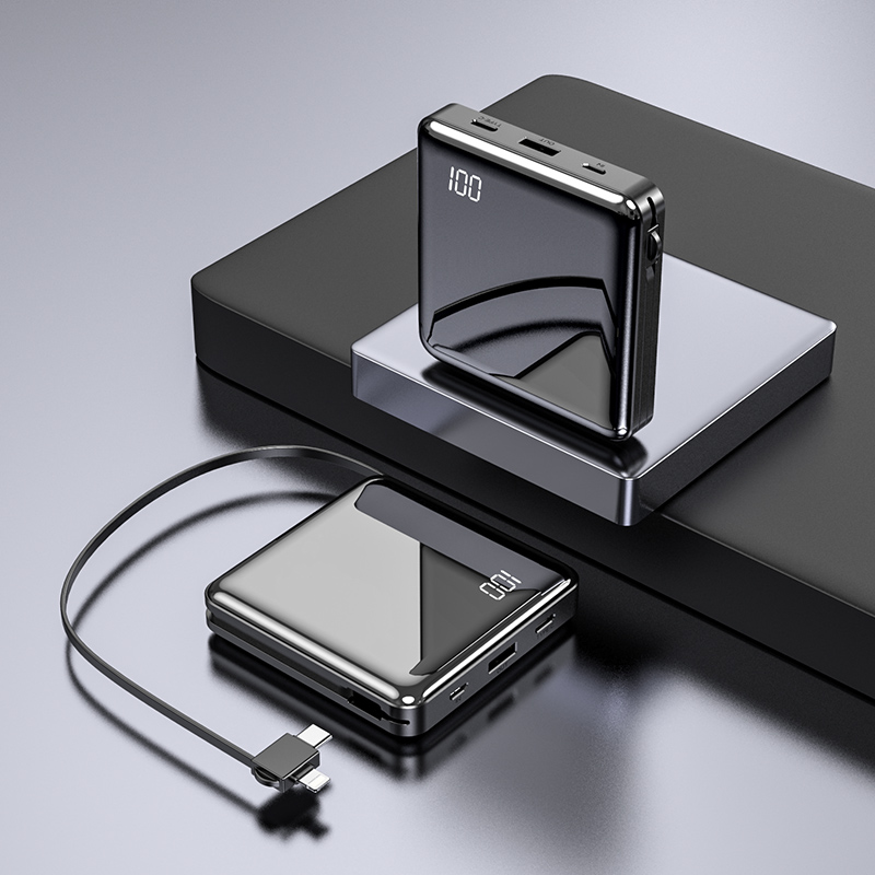 DX03S充电宝 10000毫安 超薄便携 自带充电线 电量LED显示